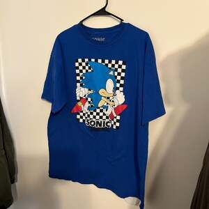 Sonic The Hedgehog Blue Checkerboard Running Graphic T-Shirt